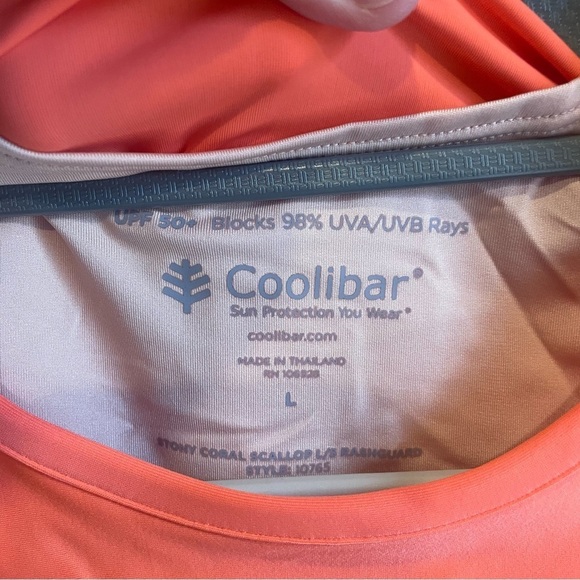 Coolibar UPF 50 Long Sleeve Rashguard Coral Scalloped - Picture 4 of 7